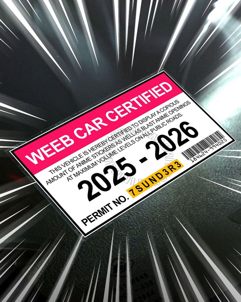 Weeb Car Certified Window Sticker